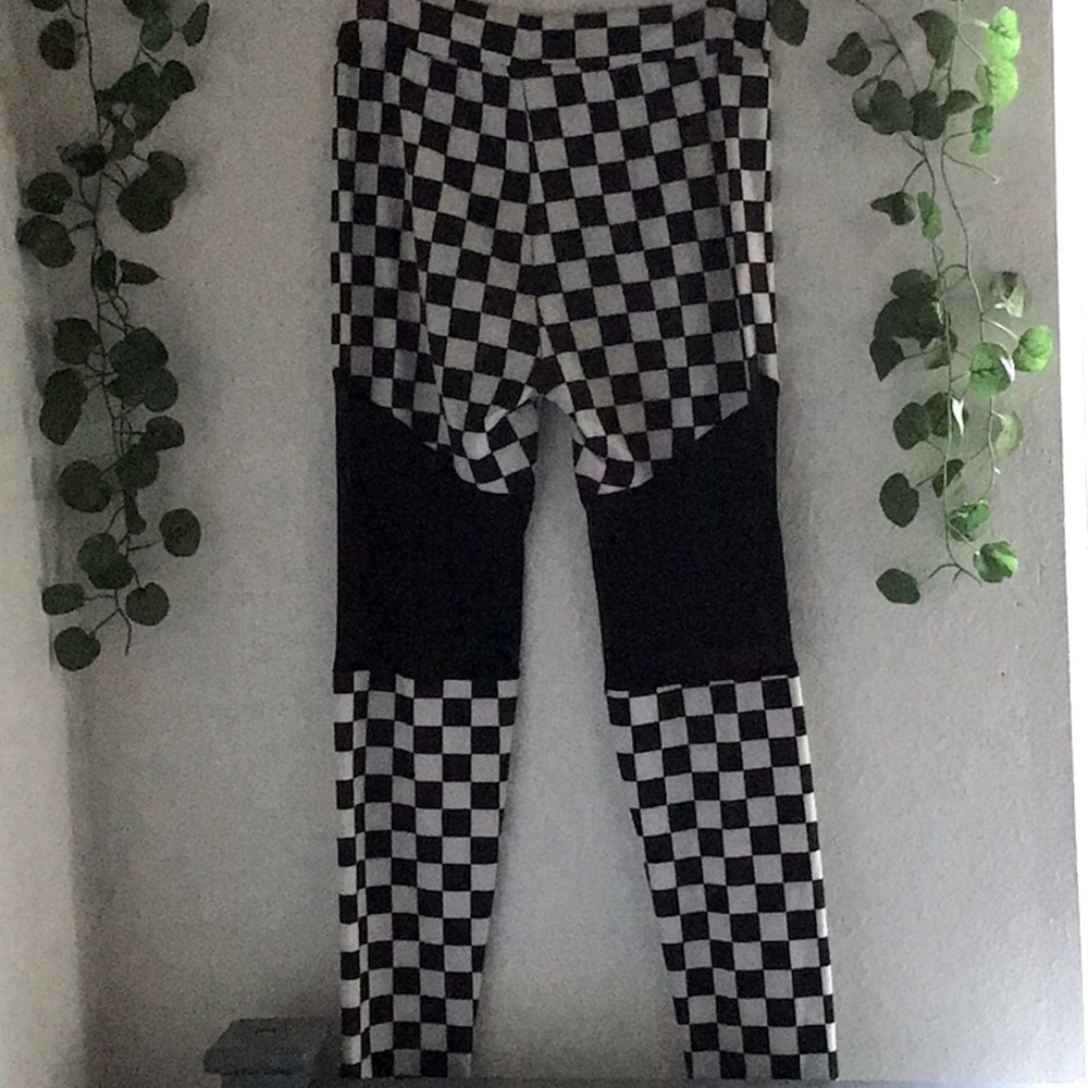Checker party see-through pants